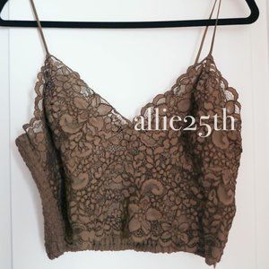 Olive Green Express Lace Cropped Cami Size L NWT